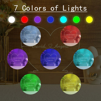 LÁMPARA LED CORAZÓN PERSONALIZADA